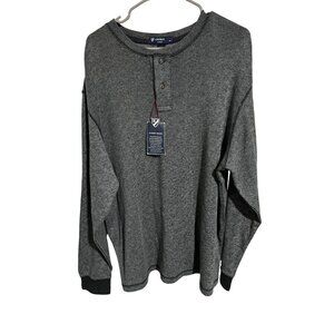 Cremieux Garment Washed Heather Gray Henley Long Sleeve Shirt Mens Size xxl